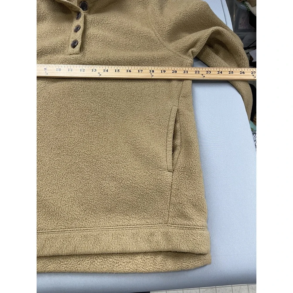 J Crew Mens Pullover Sweatshirt Medium Tan Fleece Minimal Warm Cozy Henley‎
